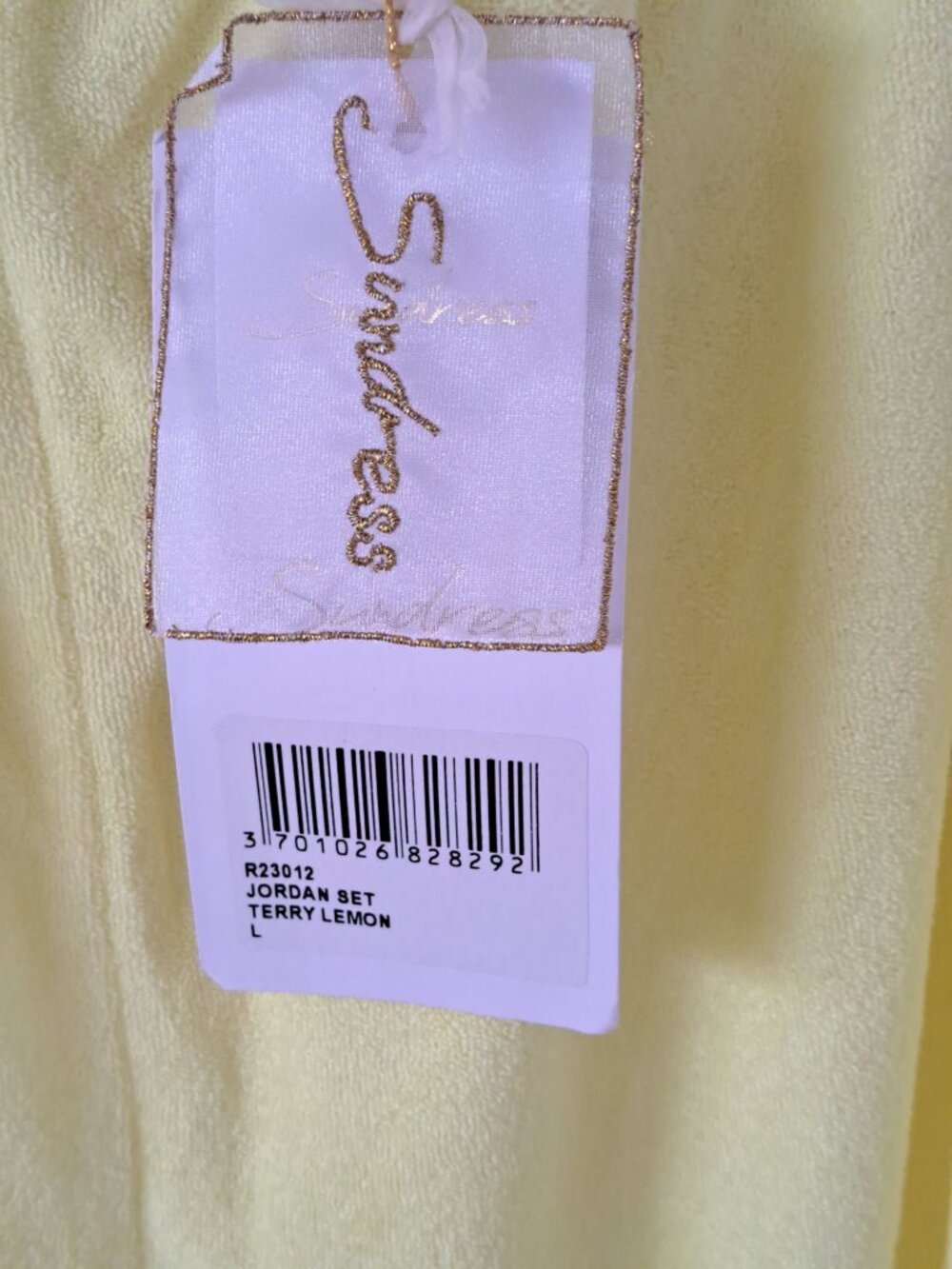 New Jordan Set Terry Lemon Crop Top & Pants Elastic Waist Rickrack Details Large - Picture 4 of 9